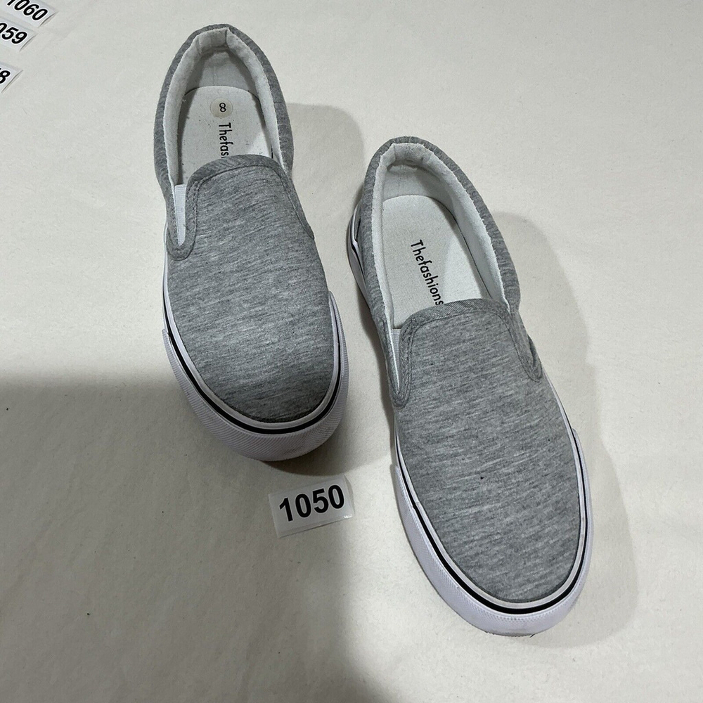 Woman’s The Fashion Supply Gray Canvas Slip On Sneakers Size 8